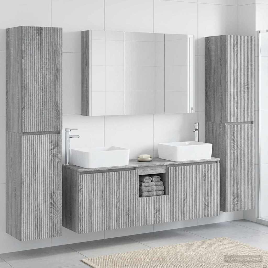 Bathroom Furniture Set 6 pcs Grey Sonoma