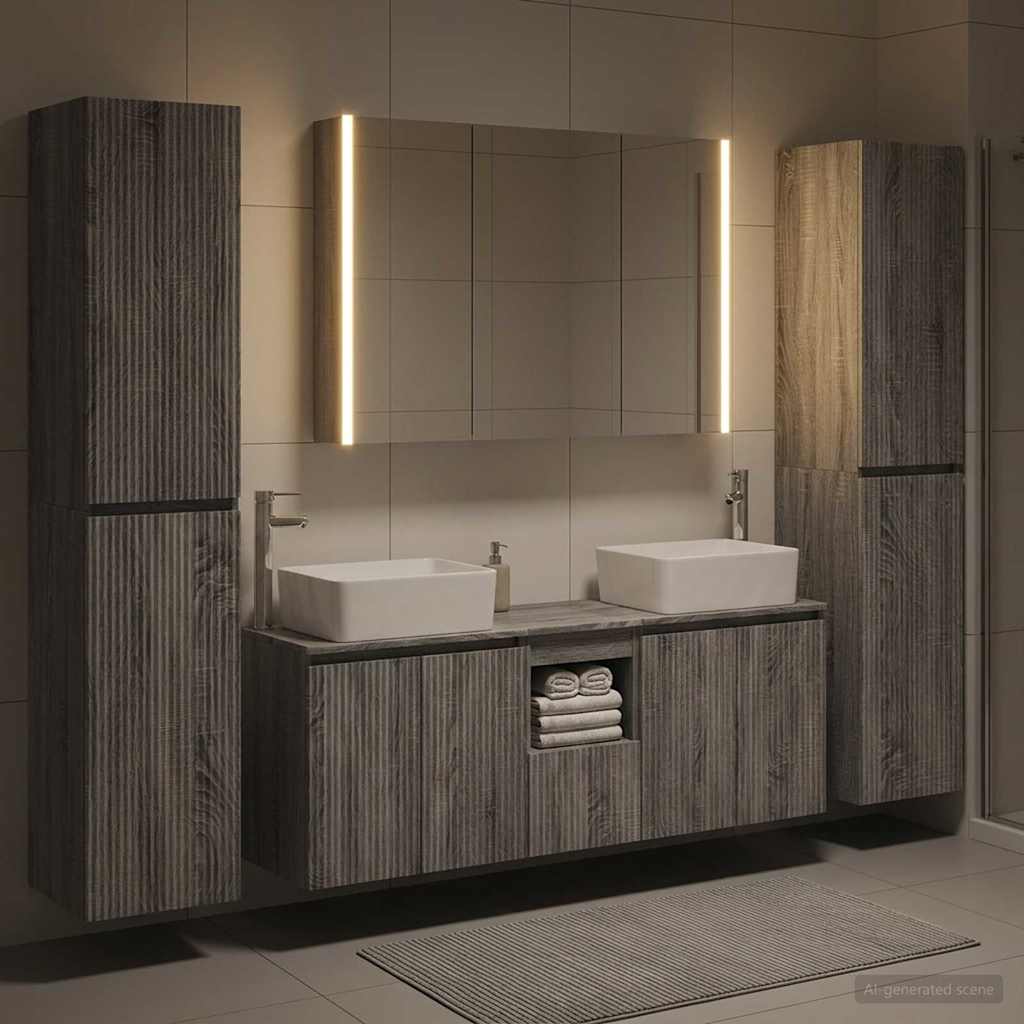 Bathroom Furniture Set 6 pcs Grey Sonoma