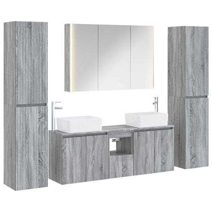 Bathroom Furniture Set 6 pcs Grey Sonoma