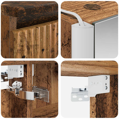 Bathroom Furniture Set 6 pcs Old Wood Engineered Wood and Glass