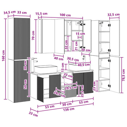 Bathroom Furniture Set 6 pcs Artisan Oak