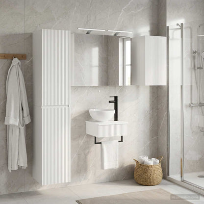 Bathroom Furniture Set 5 pcs White Engineered Wood and Glass