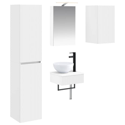 Bathroom Furniture Set 5 pcs White Engineered Wood and Glass