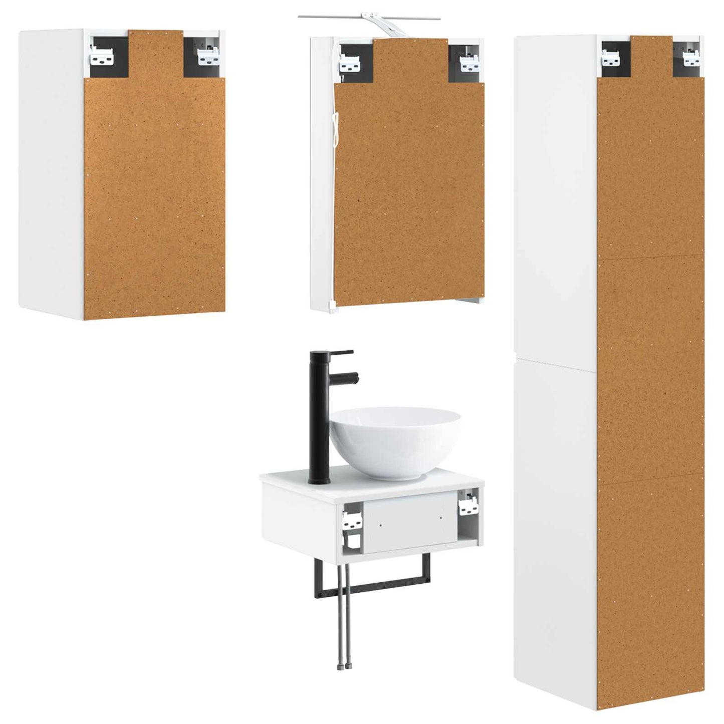 Bathroom Furniture Set 5 pcs White Engineered Wood and Glass