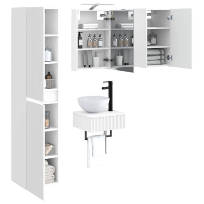 Bathroom Furniture Set 5 pcs White Engineered Wood and Glass