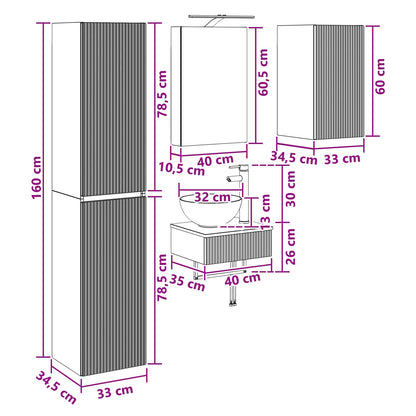 Bathroom Furniture Set 5 pcs White Engineered Wood and Glass