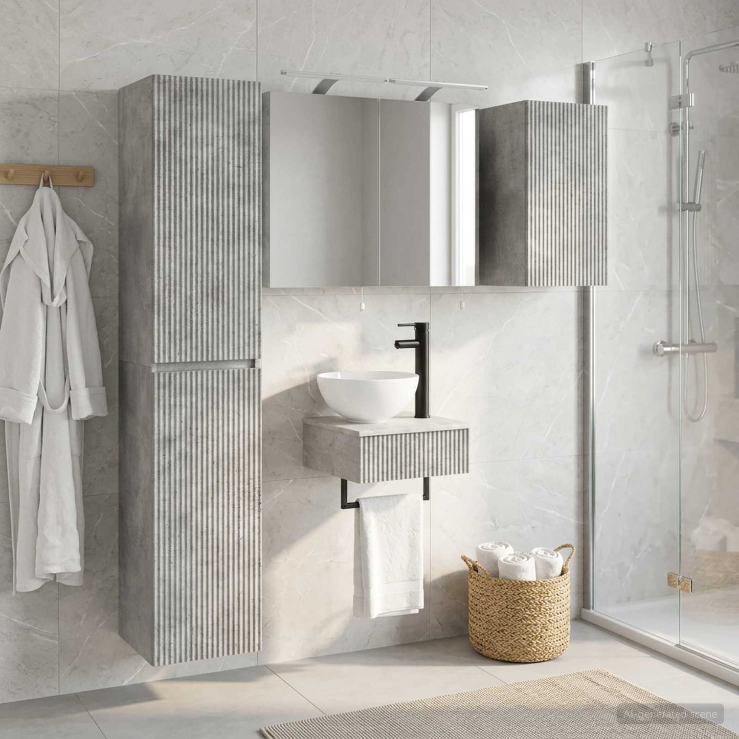 Bathroom Furniture Set 5 pcs Concrete Grey
