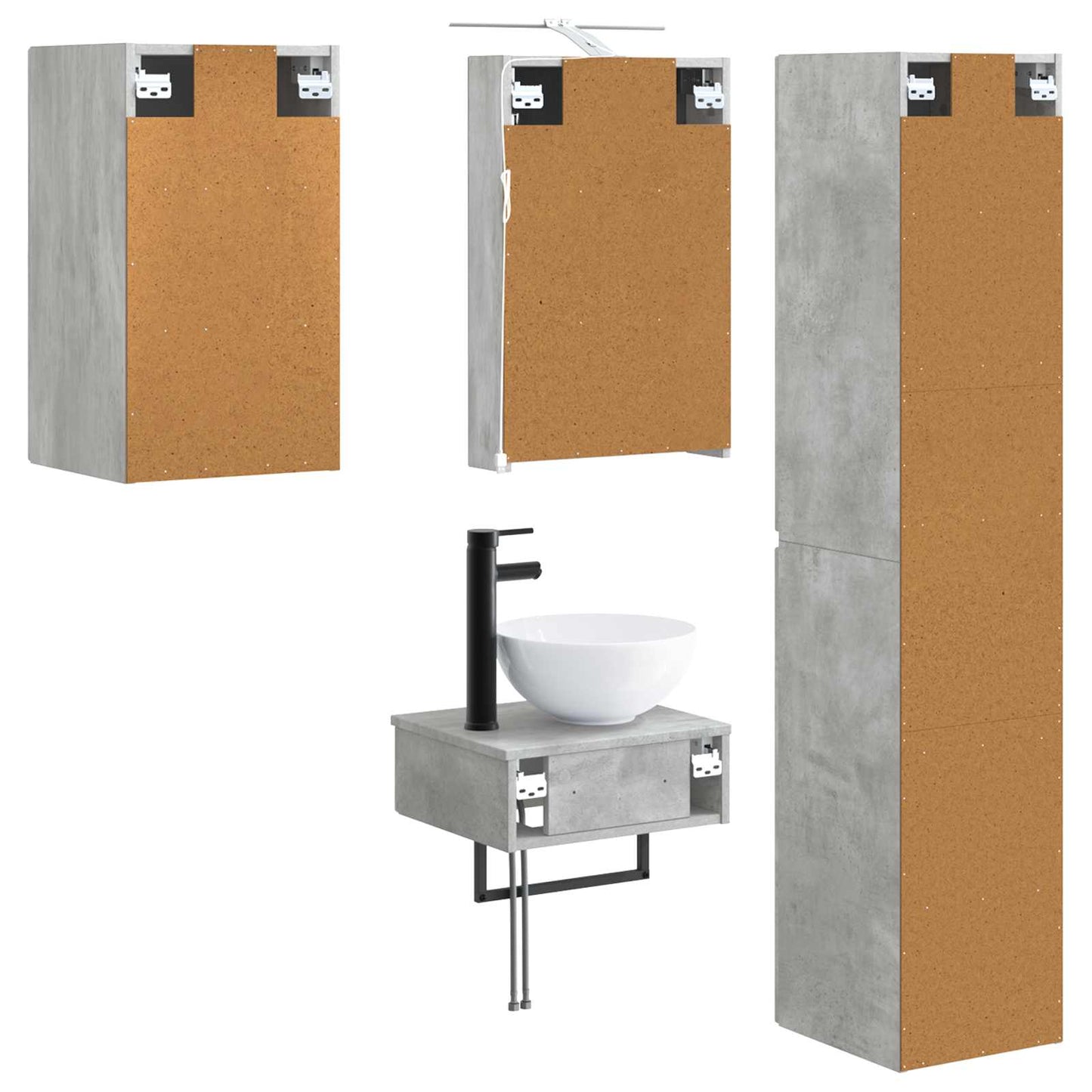 Bathroom Furniture Set 5 pcs Concrete Grey