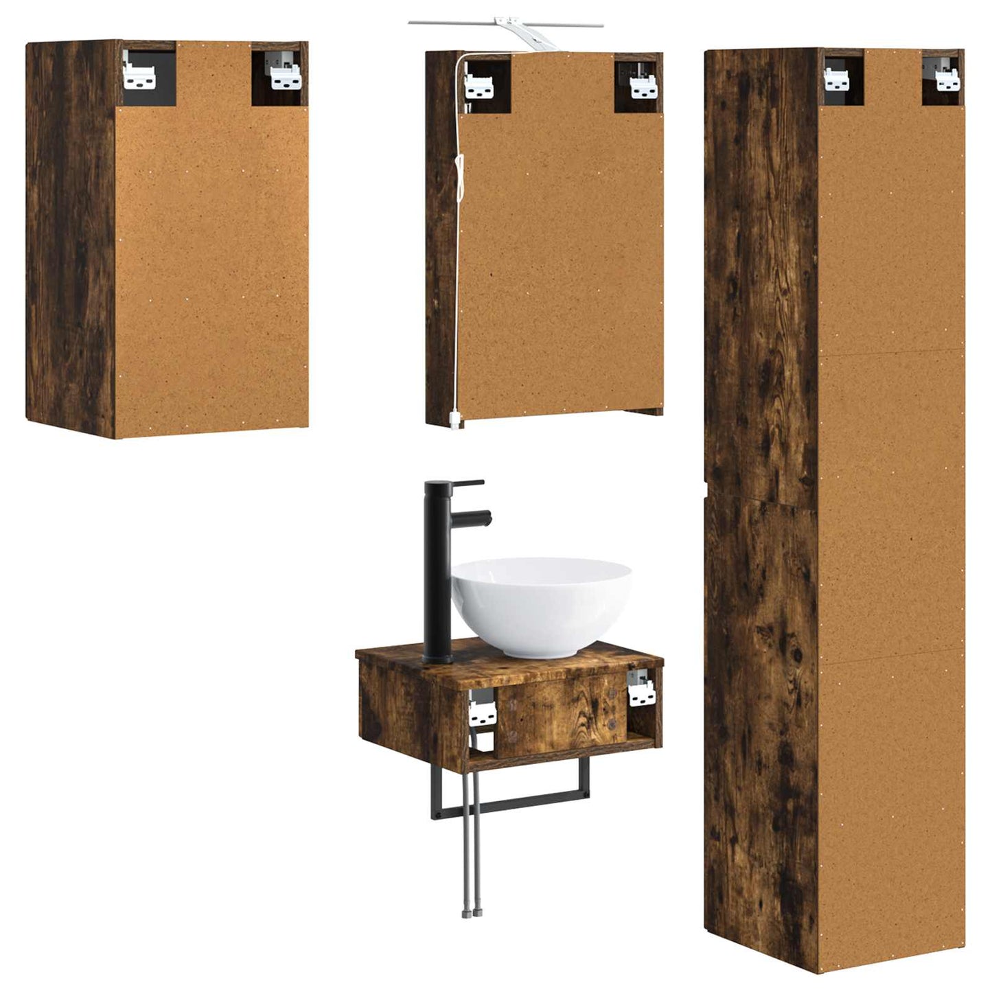 Bathroom Furniture Set 5 pcs Smoked Oak