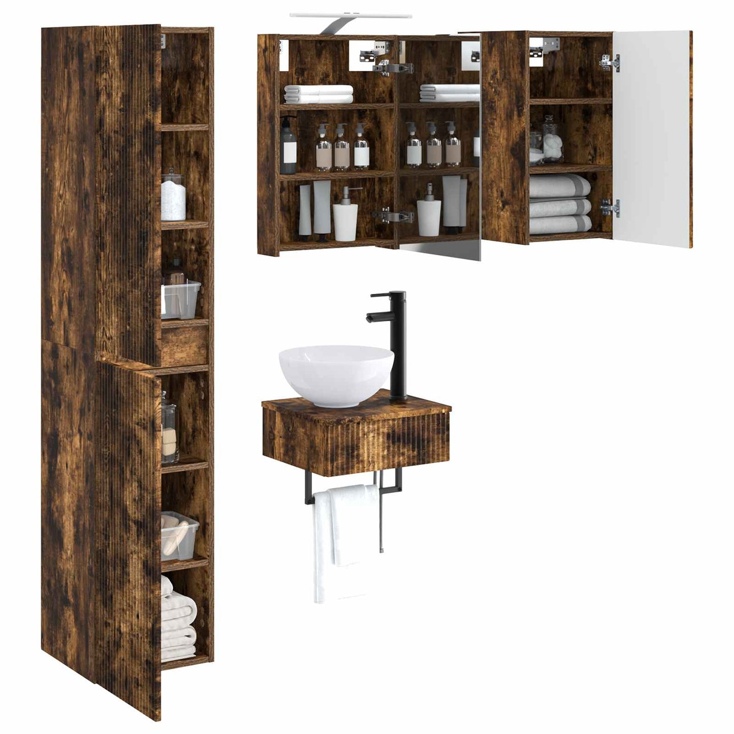 Bathroom Furniture Set 5 pcs Smoked Oak