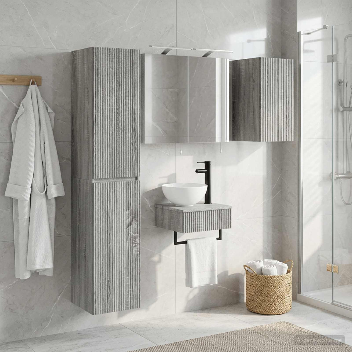 Bathroom Furniture Set 5 pcs Grey Sonoma