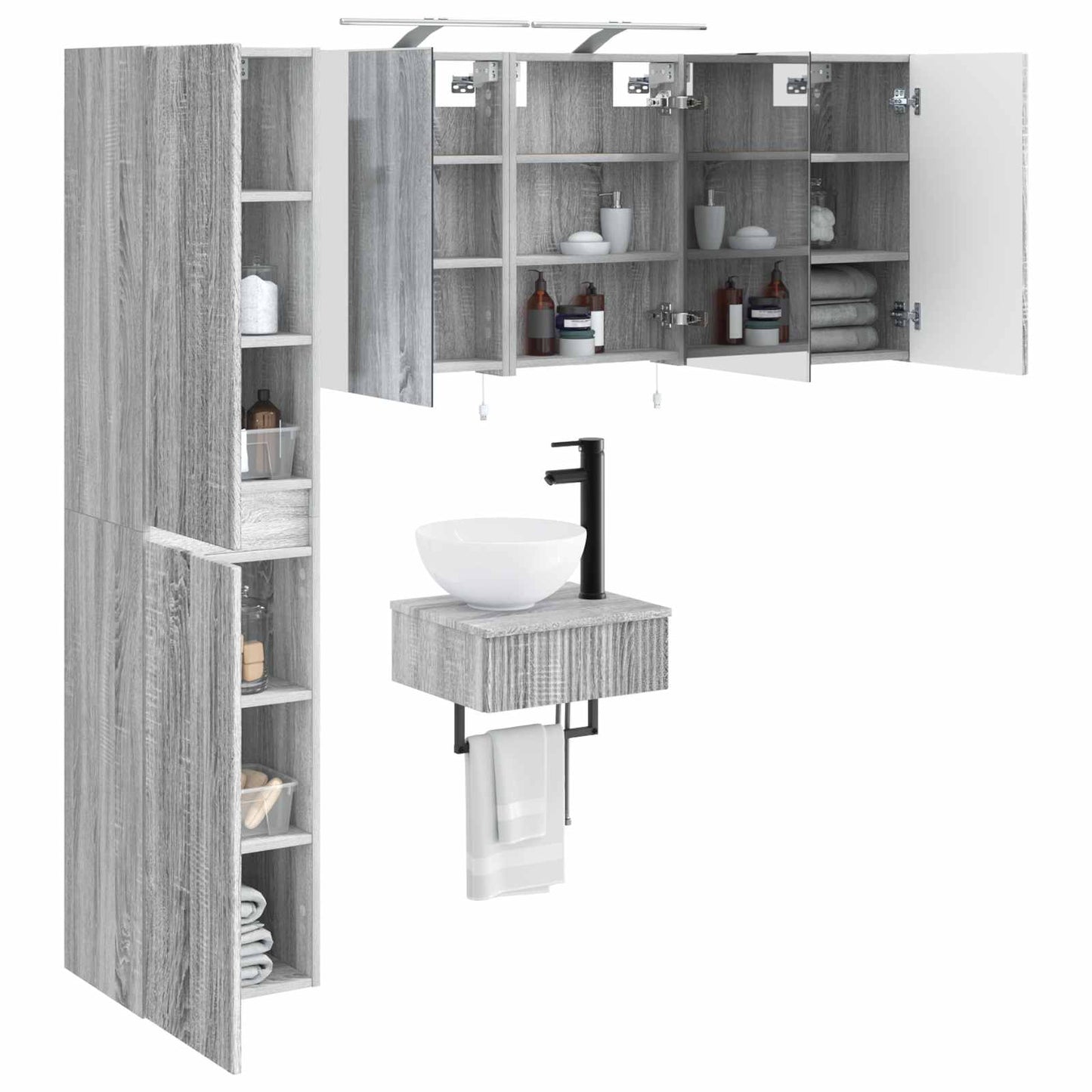 Bathroom Furniture Set 5 pcs Grey Sonoma
