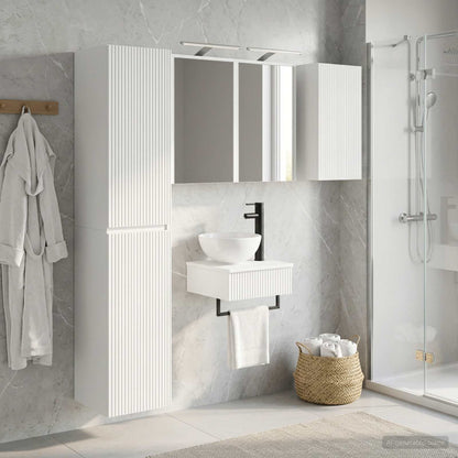 Bathroom Furniture Set 5 pcs White Engineered Wood and Glass