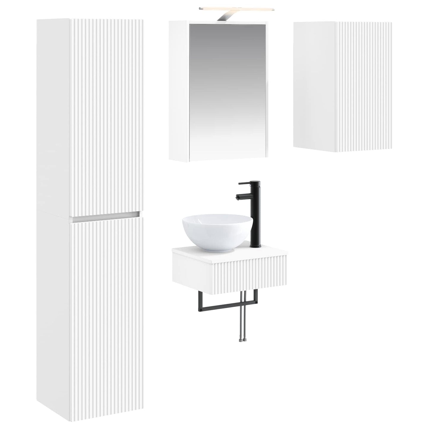 Bathroom Furniture Set 5 pcs White Engineered Wood and Glass