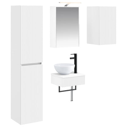 Bathroom Furniture Set 5 pcs White Engineered Wood and Glass