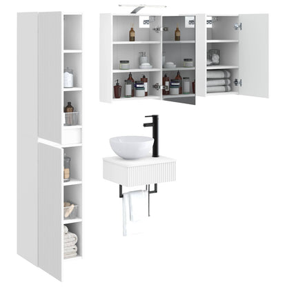 Bathroom Furniture Set 5 pcs White Engineered Wood and Glass
