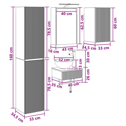 Bathroom Furniture Set 5 pcs White Engineered Wood and Glass