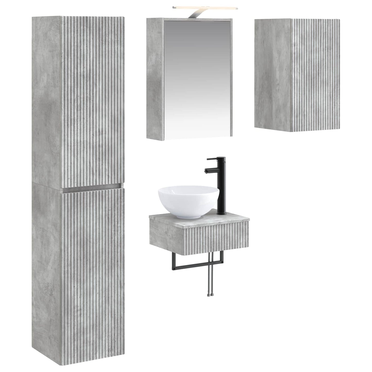 Bathroom Furniture Set 5 pcs Concrete Grey