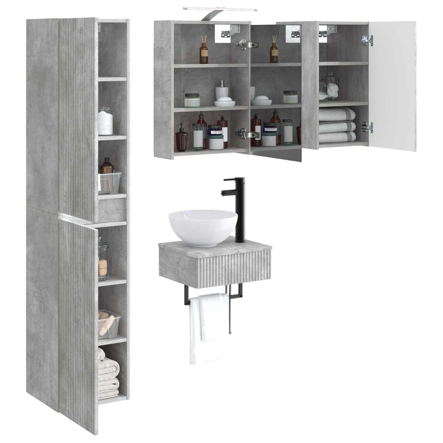 Bathroom Furniture Set 5 pcs Concrete Grey