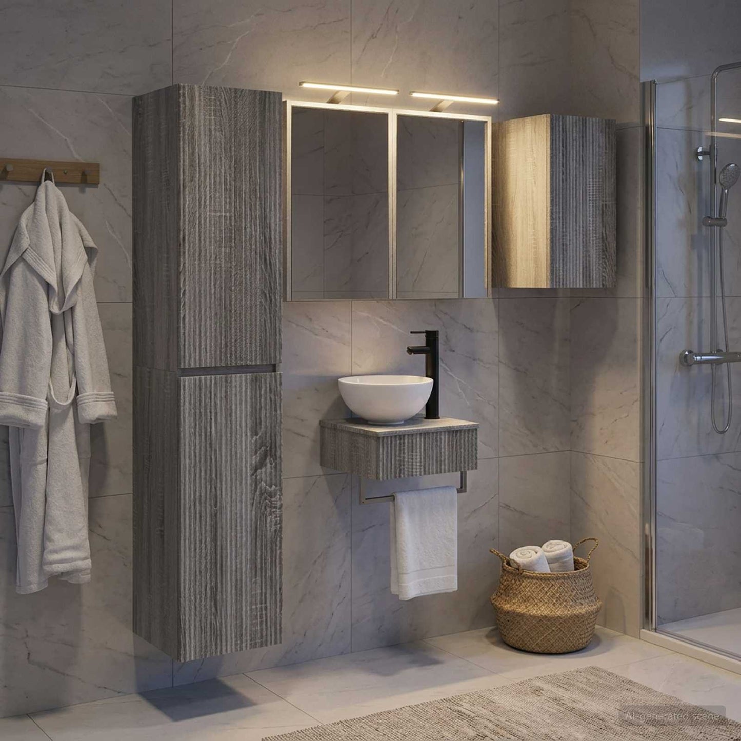 Bathroom Furniture Set 5 pcs Grey Sonoma