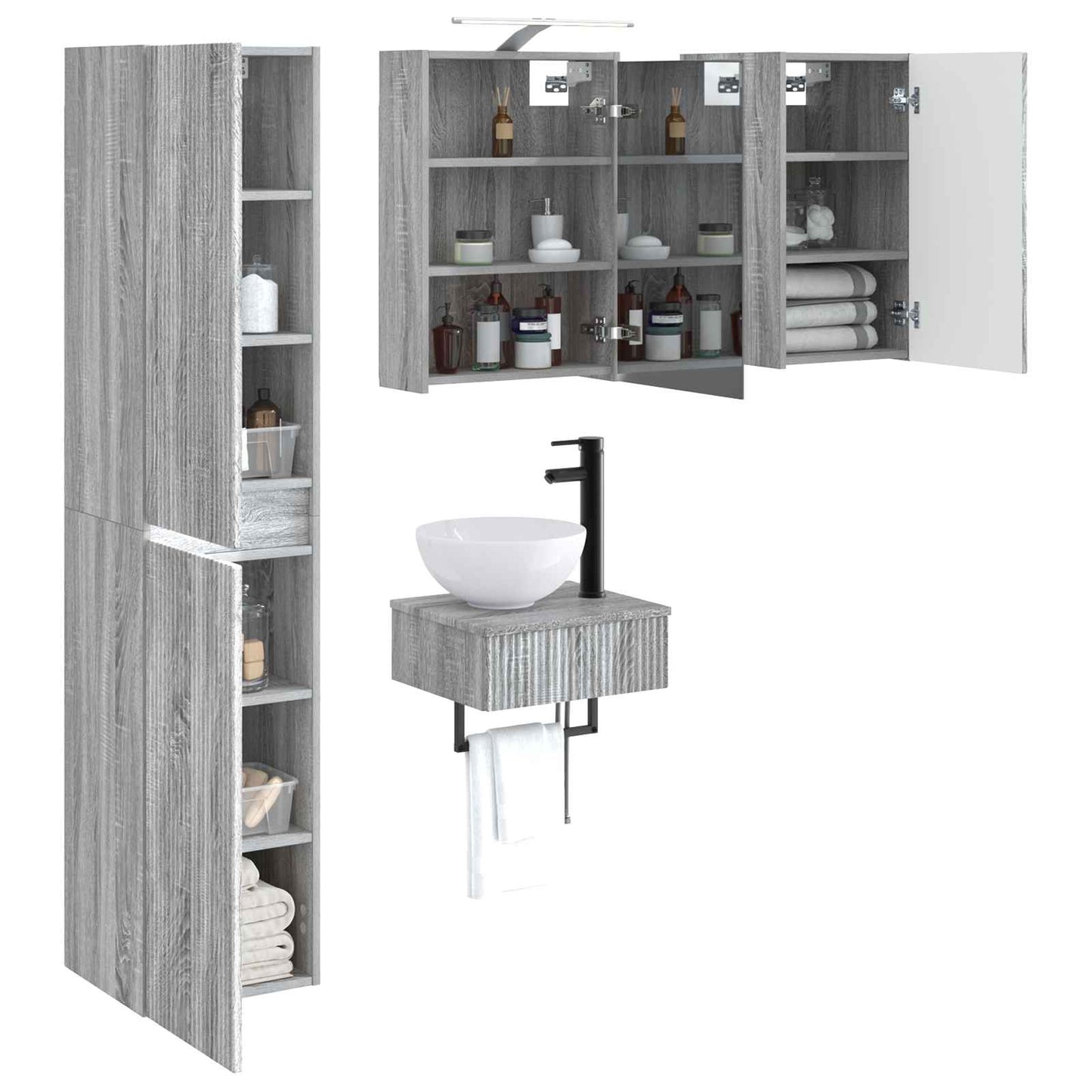 Bathroom Furniture Set 5 pcs Grey Sonoma