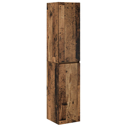 Bathroom Furniture Set 5 pcs Old Wood Engineered Wood and Glass