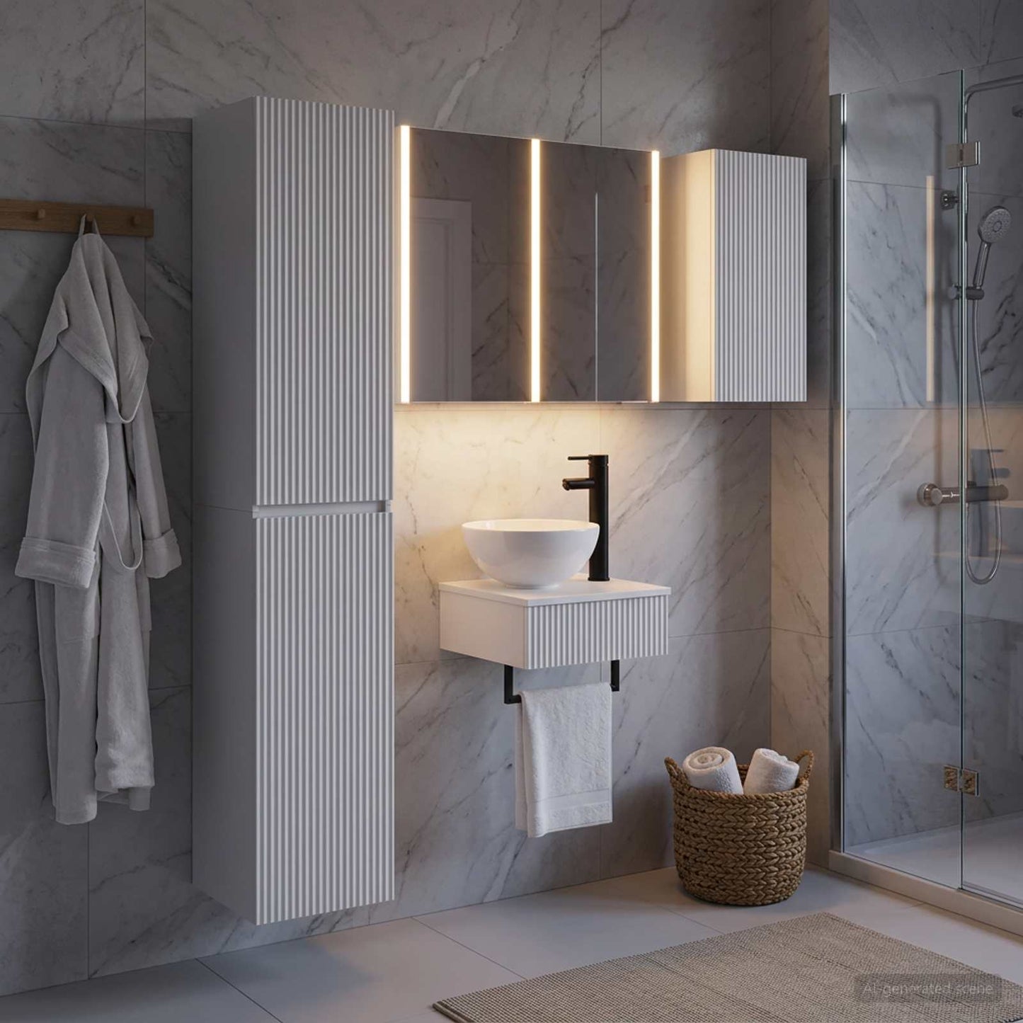 Bathroom Furniture Set 5 pcs White Engineered Wood and Glass
