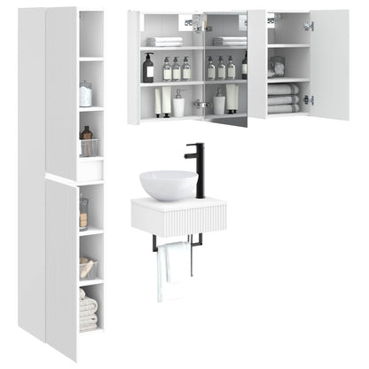 Bathroom Furniture Set 5 pcs White Engineered Wood and Glass