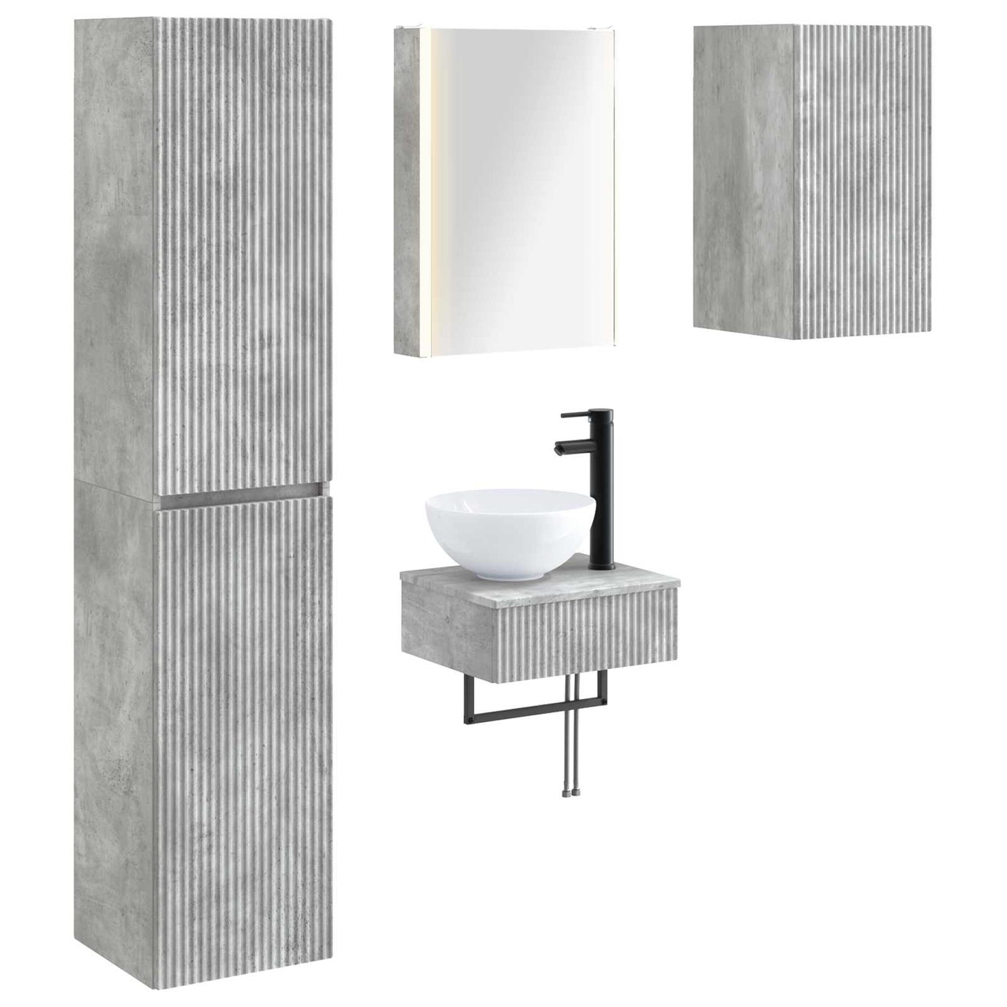 Bathroom Furniture Set 5 pcs Concrete Grey