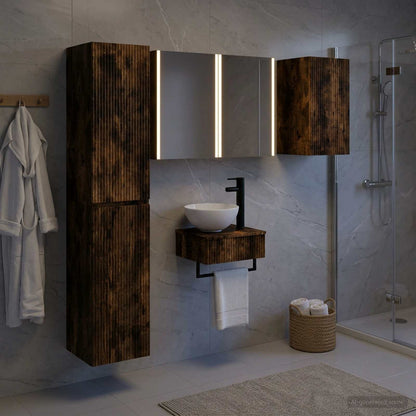 Bathroom Furniture Set 5 pcs Smoked Oak