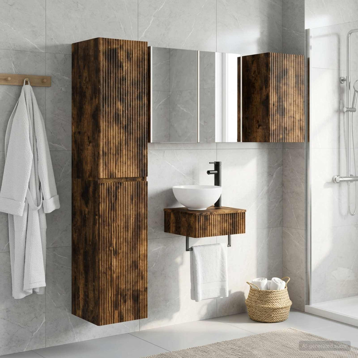 Bathroom Furniture Set 5 pcs Smoked Oak
