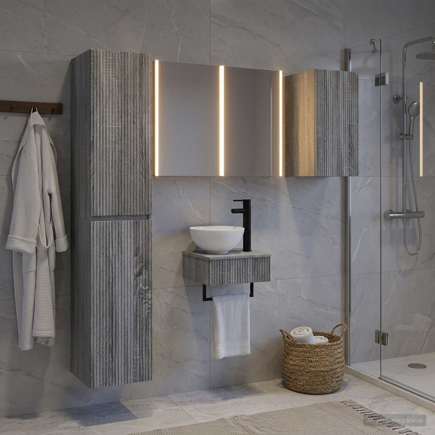 Bathroom Furniture Set 5 pcs Grey Sonoma