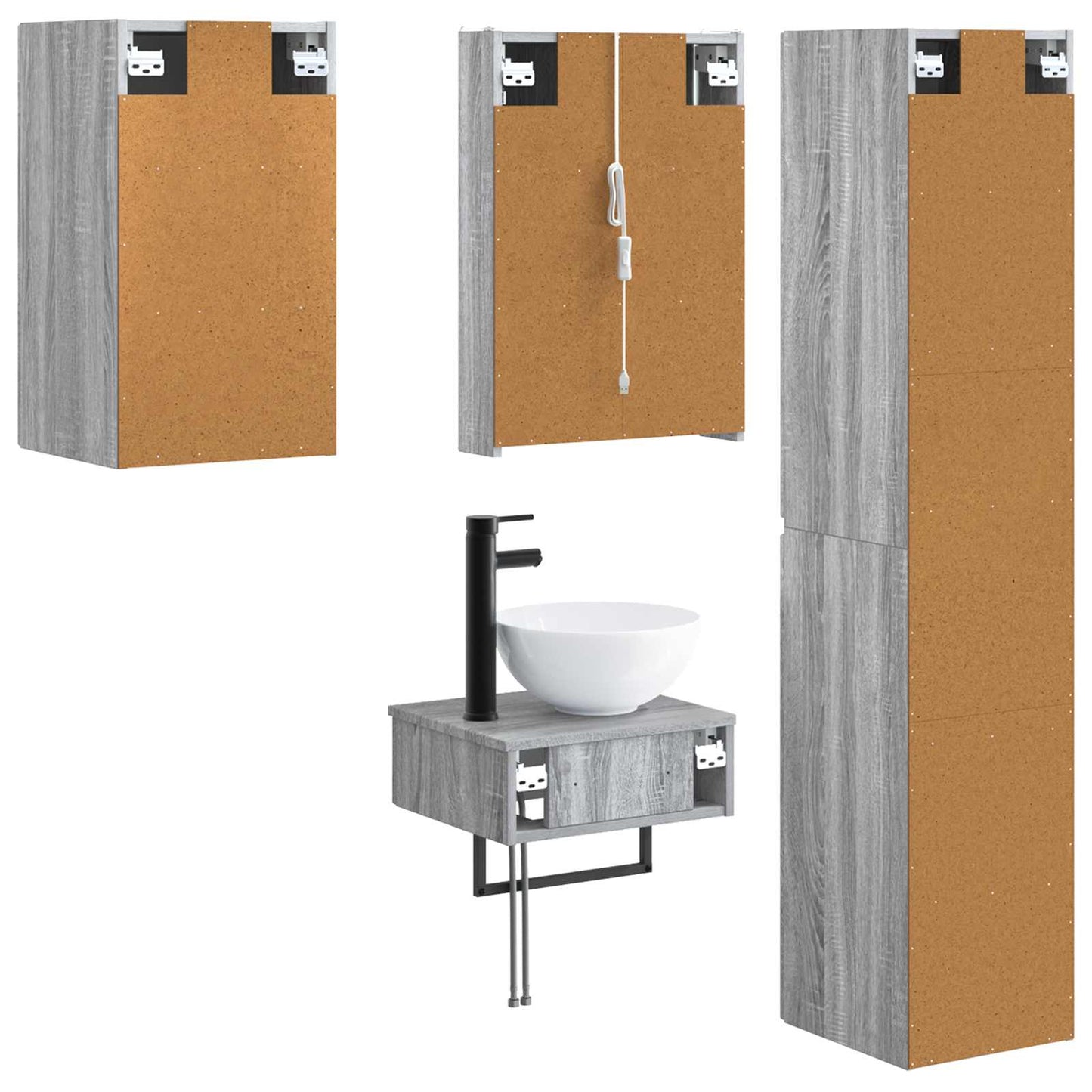 Bathroom Furniture Set 5 pcs Grey Sonoma