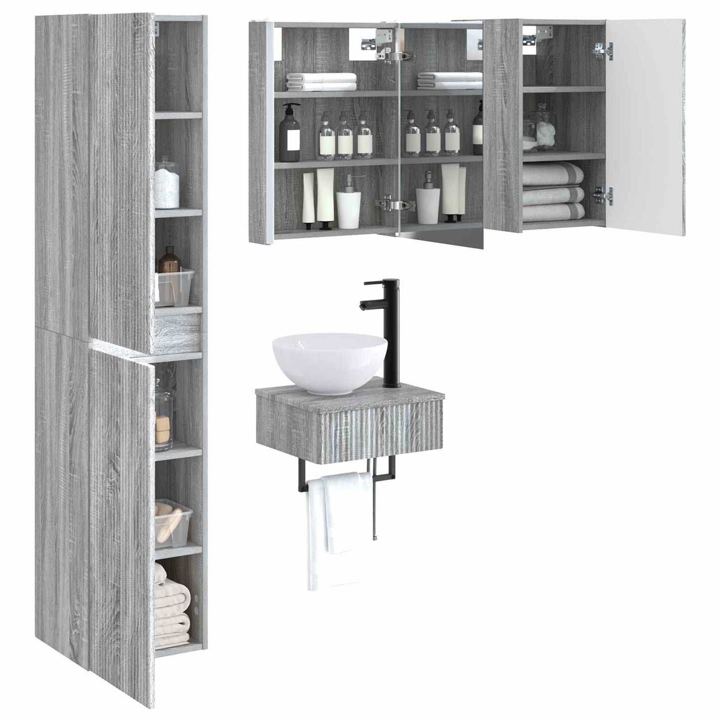 Bathroom Furniture Set 5 pcs Grey Sonoma