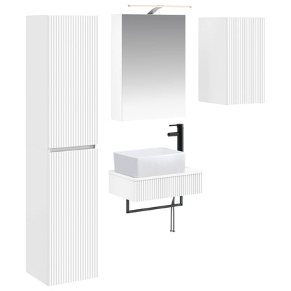 Bathroom Furniture Set 5 pcs White Engineered Wood and Glass