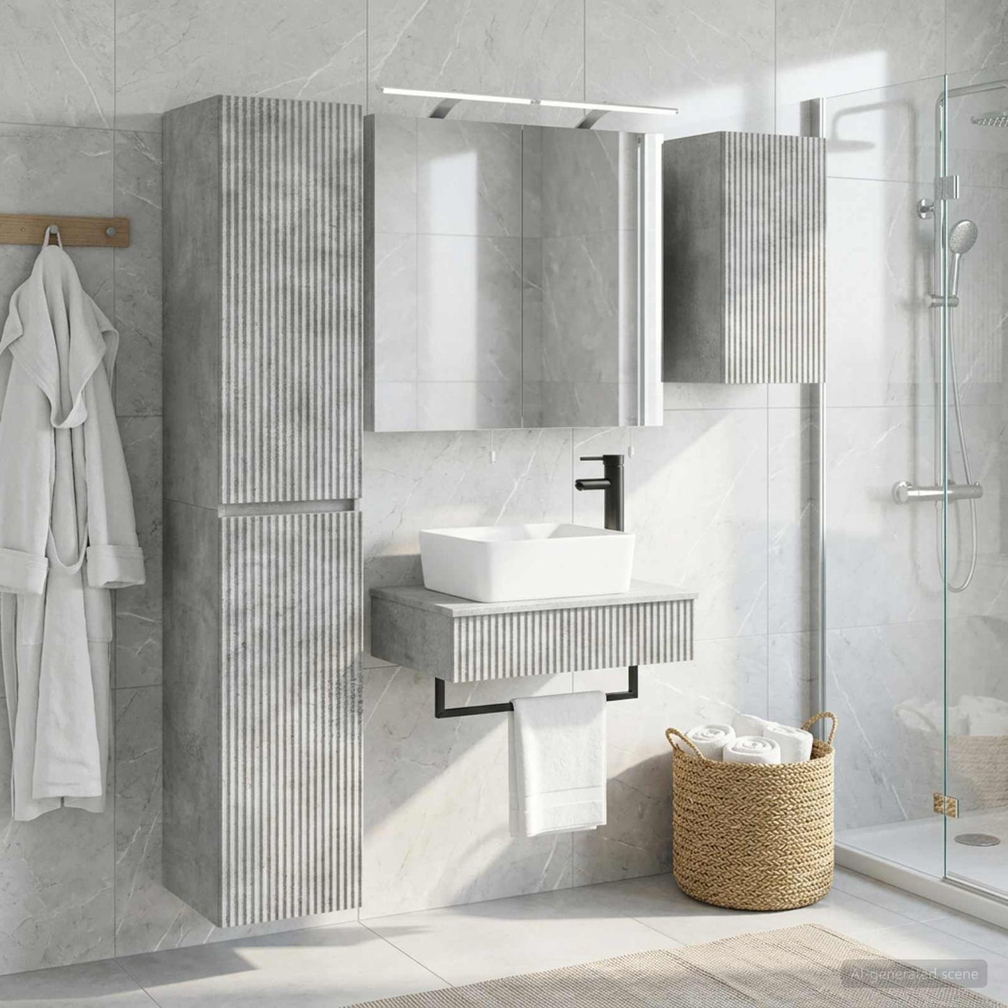 Bathroom Furniture Set 5 pcs Concrete Grey