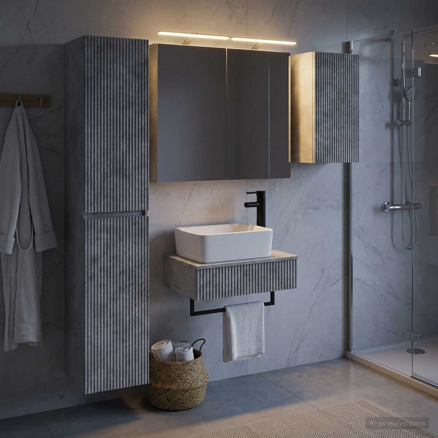 Bathroom Furniture Set 5 pcs Concrete Grey