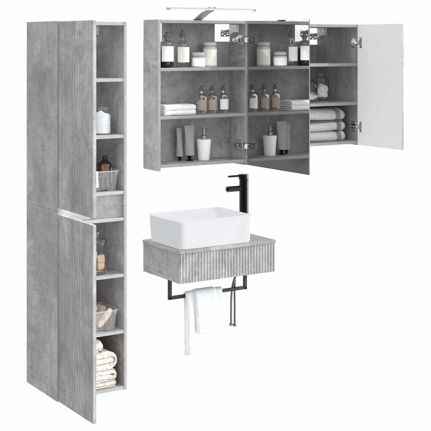 Bathroom Furniture Set 5 pcs Concrete Grey