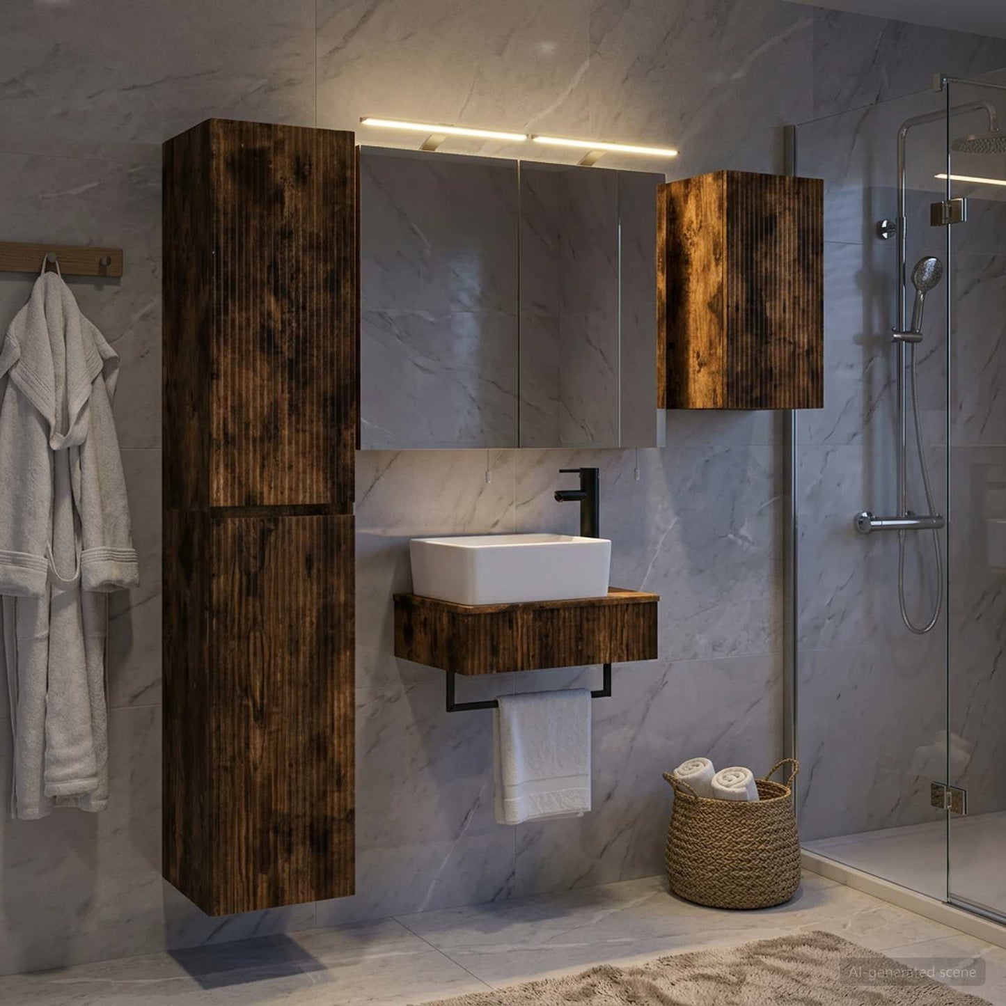Bathroom Furniture Set 5 pcs Smoked Oak