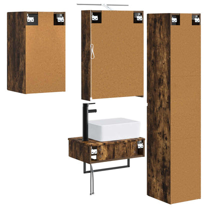 Bathroom Furniture Set 5 pcs Smoked Oak