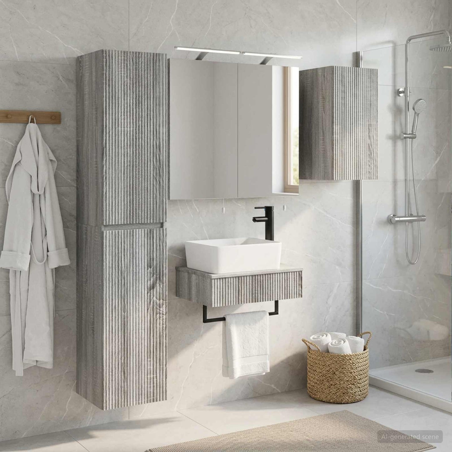 Bathroom Furniture Set 5 pcs Grey Sonoma