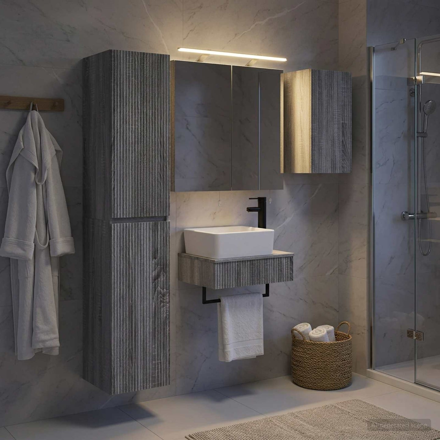 Bathroom Furniture Set 5 pcs Grey Sonoma