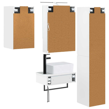 Bathroom Furniture Set 5 pcs White Engineered Wood and Glass