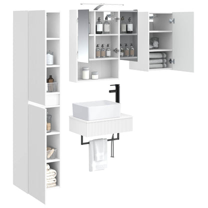 Bathroom Furniture Set 5 pcs White Engineered Wood and Glass