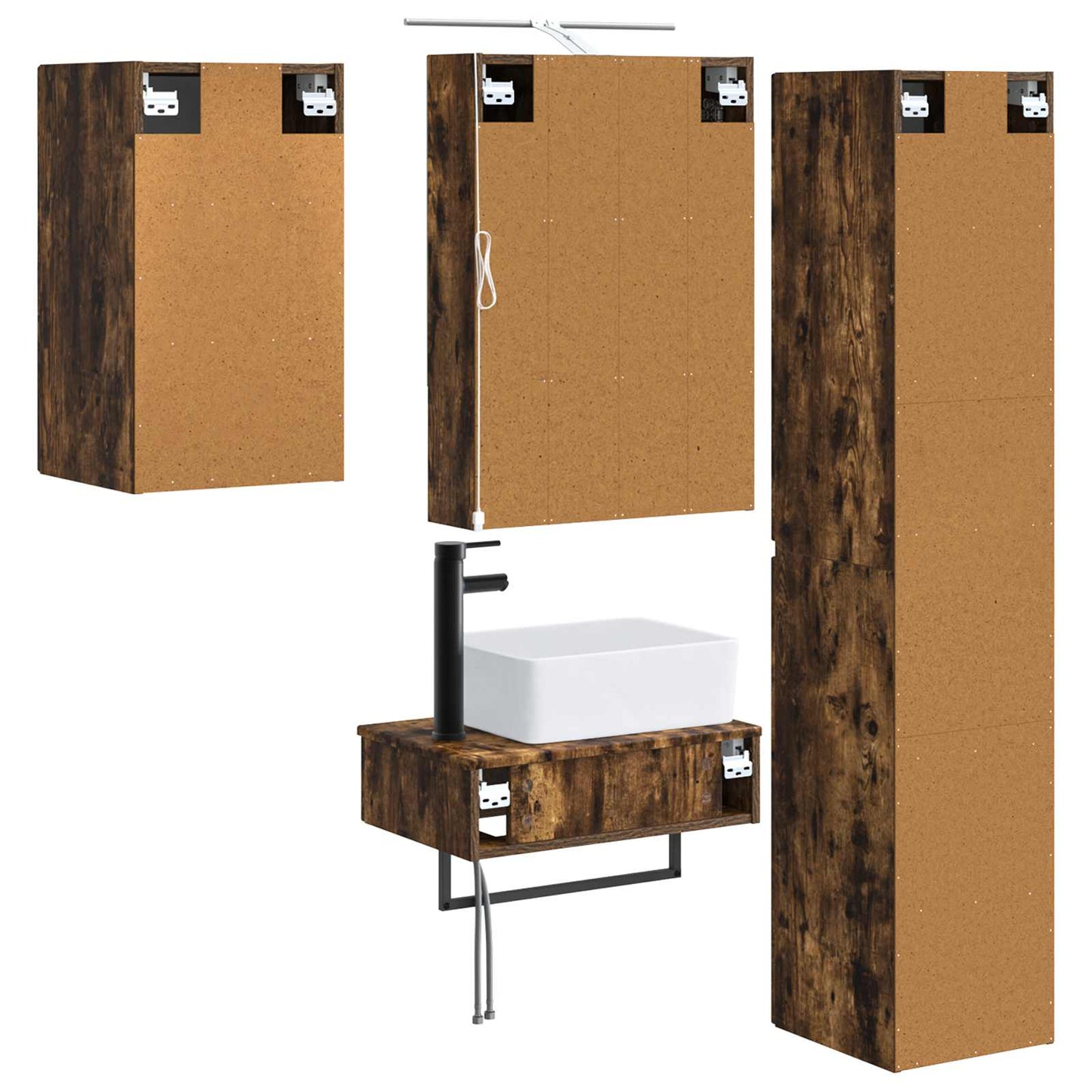 Bathroom Furniture Set 5 pcs Smoked Oak
