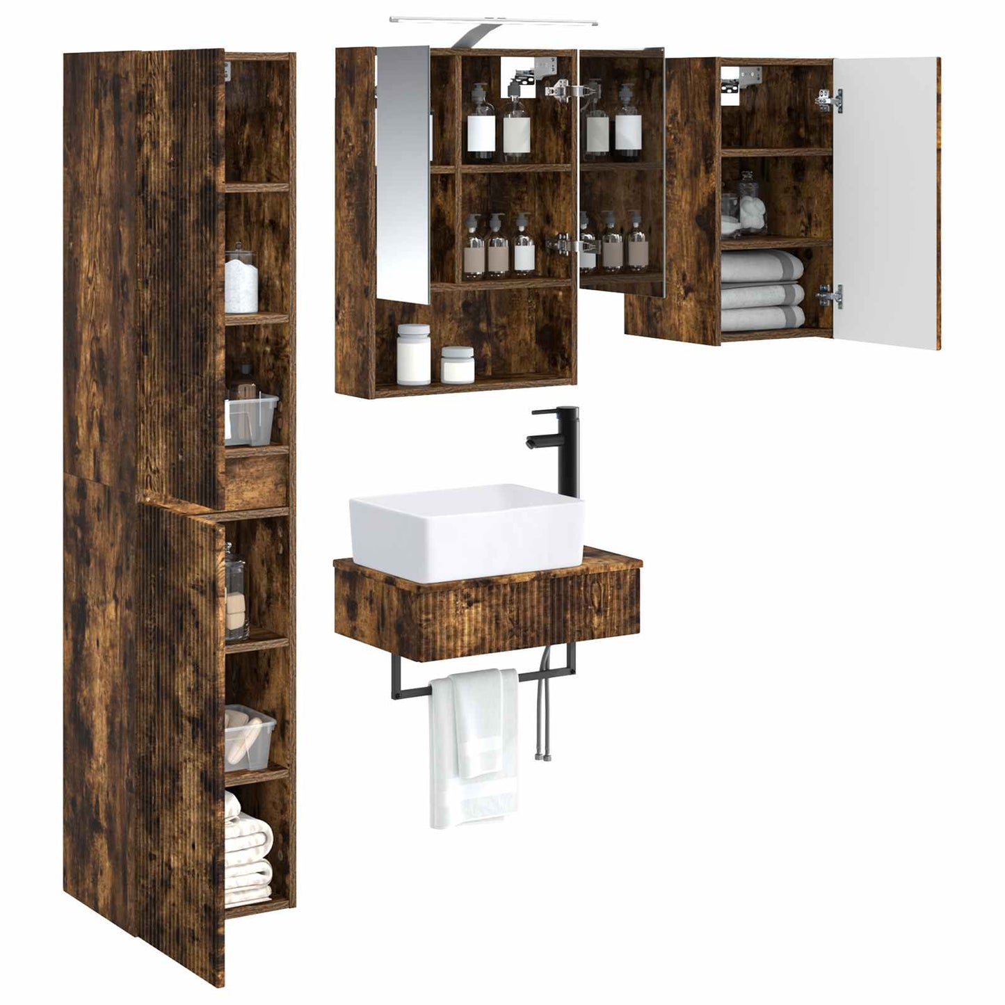 Bathroom Furniture Set 5 pcs Smoked Oak