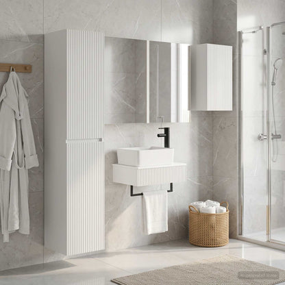 Bathroom Furniture Set 5 pcs White Engineered Wood and Glass