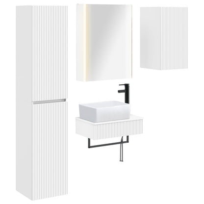 Bathroom Furniture Set 5 pcs White Engineered Wood and Glass