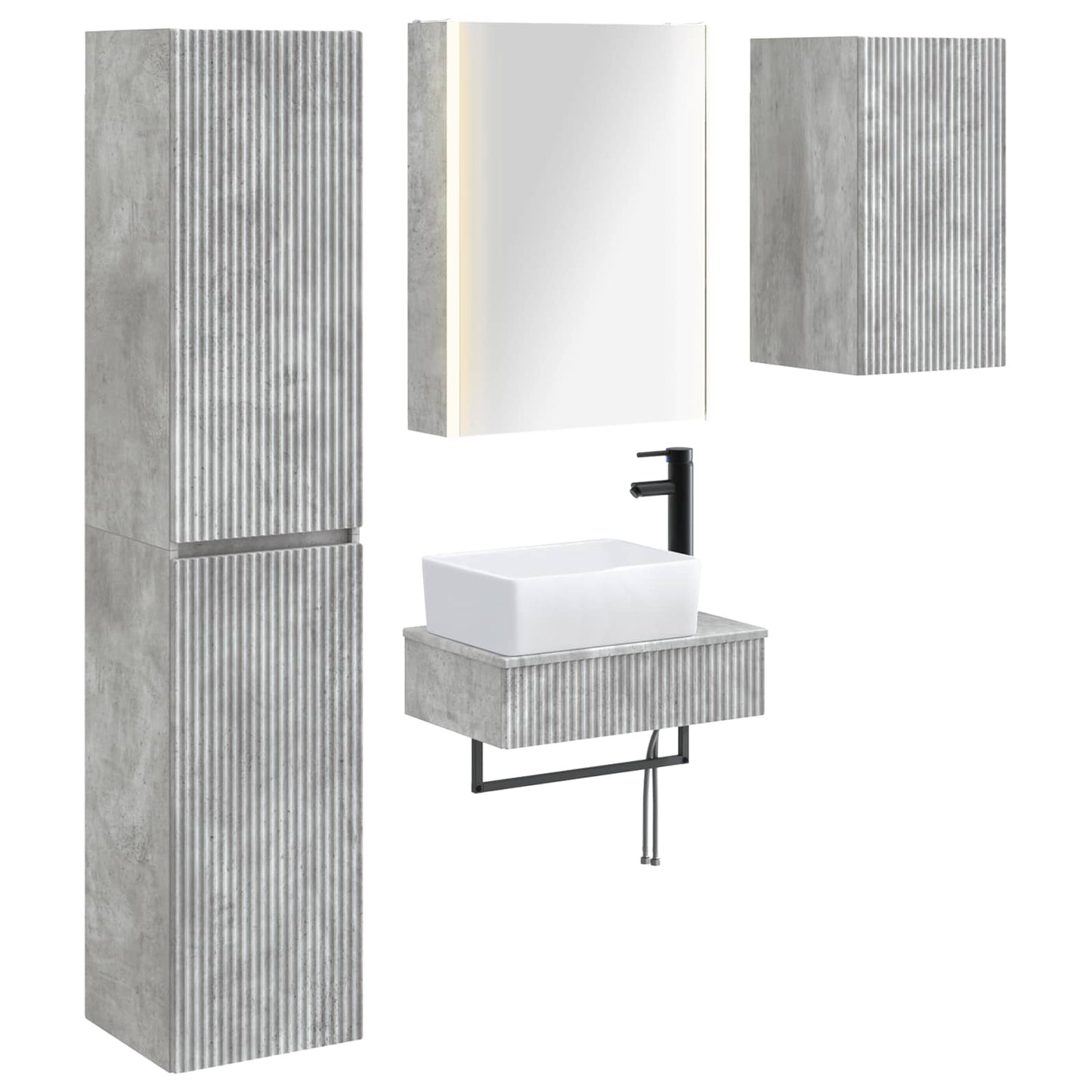 Bathroom Furniture Set 5 pcs Concrete Grey