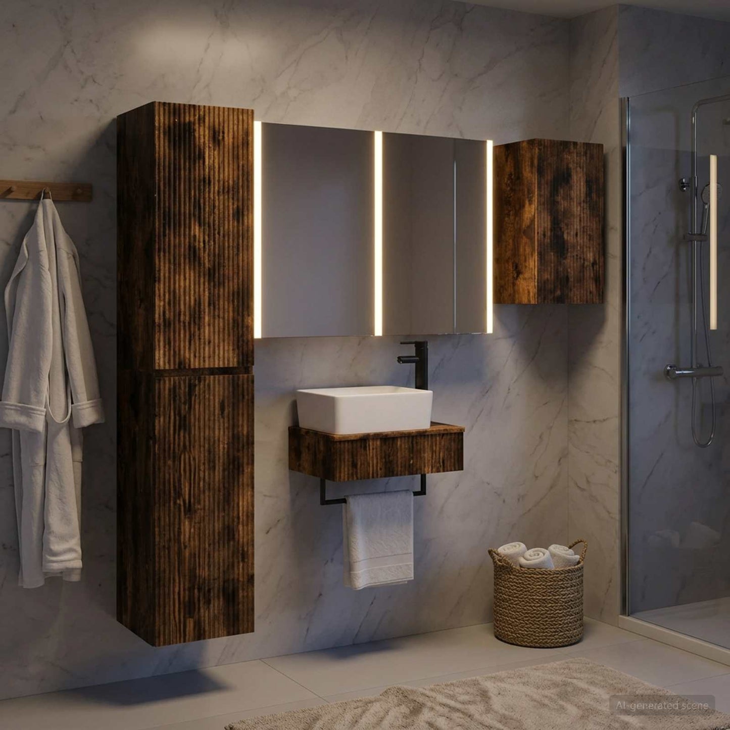 Bathroom Furniture Set 5 pcs Smoked Oak